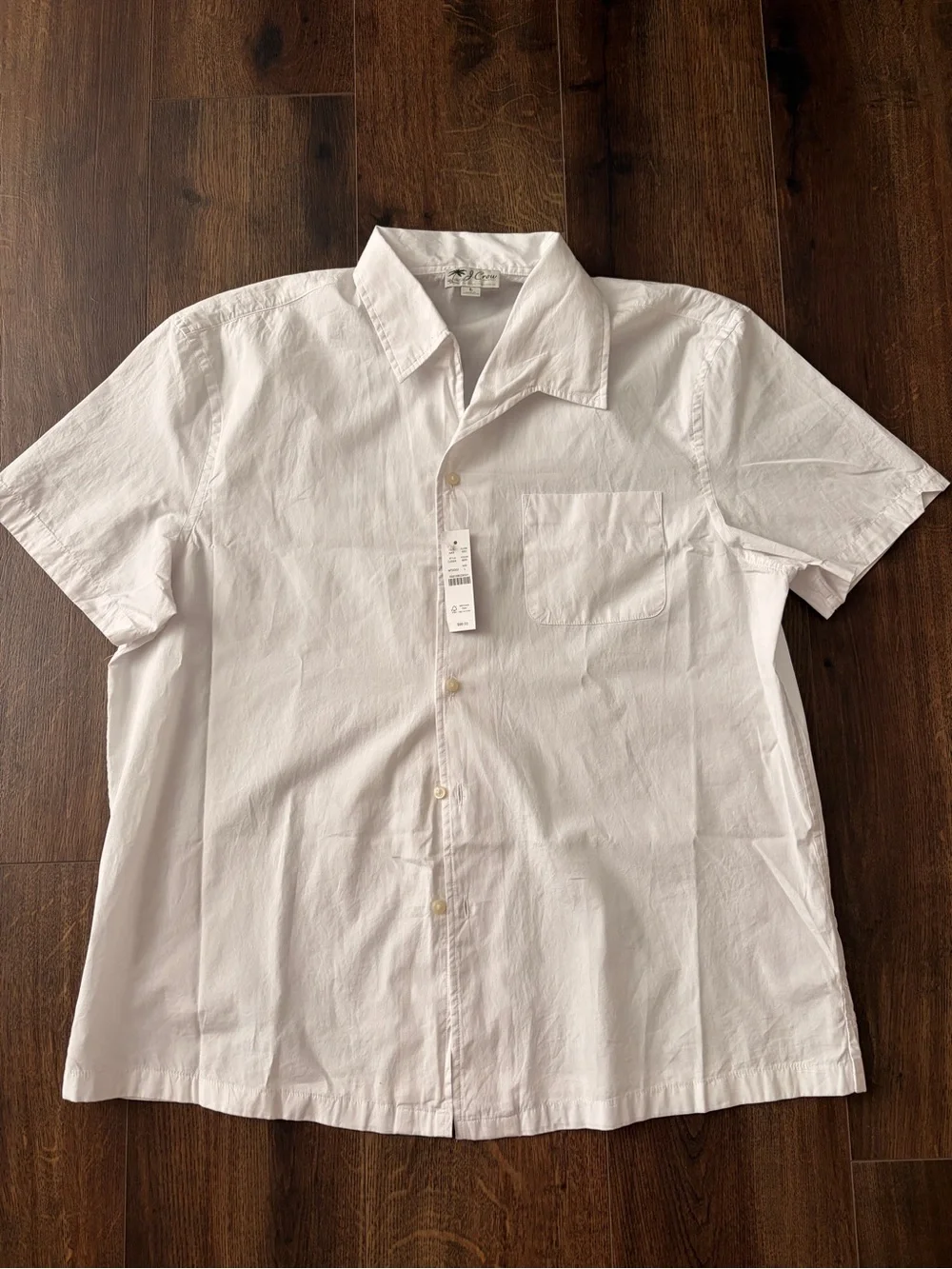 Men's JCrew Short-sleeve cotton poplin camp-collar shirt, size L